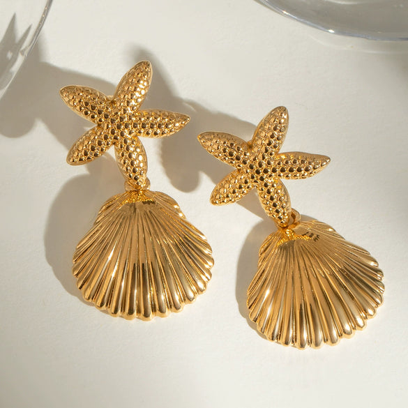 Jewelry Stainless Steel Starfish Animal Zodiac Electroplating Earrings Pendant Color Preservation