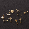 Jewelry Stainless Steel Thin Rod Screw Earrings Zircon Cartilage Earrings With Animals Zodiac Pattern Inlaid Zircon For Women