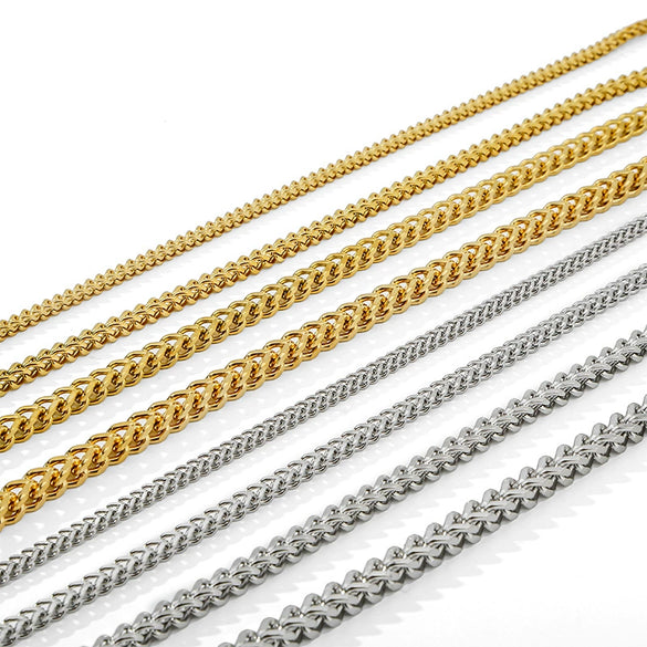 Jewelry Stainless Steel Three Dimensional Geometric Square Cuban Chain Unisex Hip Hop Punk Electroplating Design