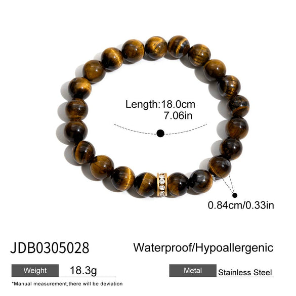 Jewelry Stainless Steel Tiger Eye Stone Diamond Geometric Retro Electroplating Women's
