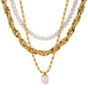 Jewelry Stainless Steel Titanium Steel Freshwater Pearl Geometric Style Electroplating Necklace For Women