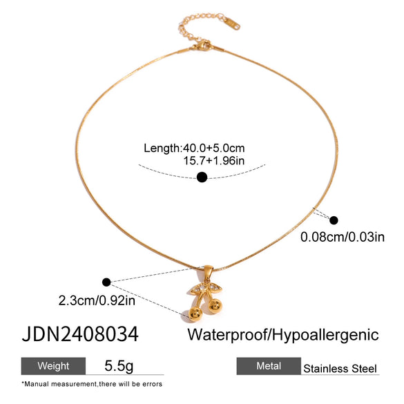Jewelry Stainless Steel Titanium Steel Fruit Cherry Pendant Necklace Earrings Electroplating