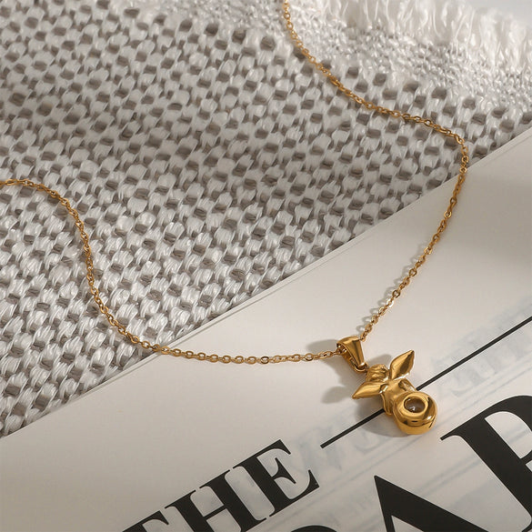 Jewelry Stainless Steel Titanium Steel Geometric Angel Pendant Necklace Electroplating For Women