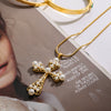 Jewelry Stainless Steel Titanium Steel Geometric Hollow Love Cross Pendant Electroplating Style