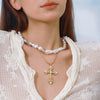 Jewelry Stainless Steel Titanium Steel Geometric Hollow Love Cross Pendant Electroplating Style