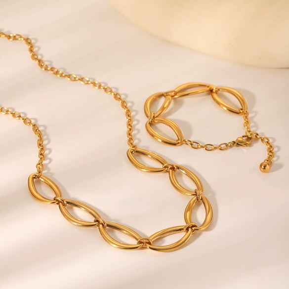 Jewelry Stainless Steel Titanium Steel Geometric Oval Electroplating Necklace Bracelet