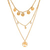 Jewelry Stainless Steel Titanium Steel Geometric Pattern Disc Pendant 3 Layer Necklace With Electroplating