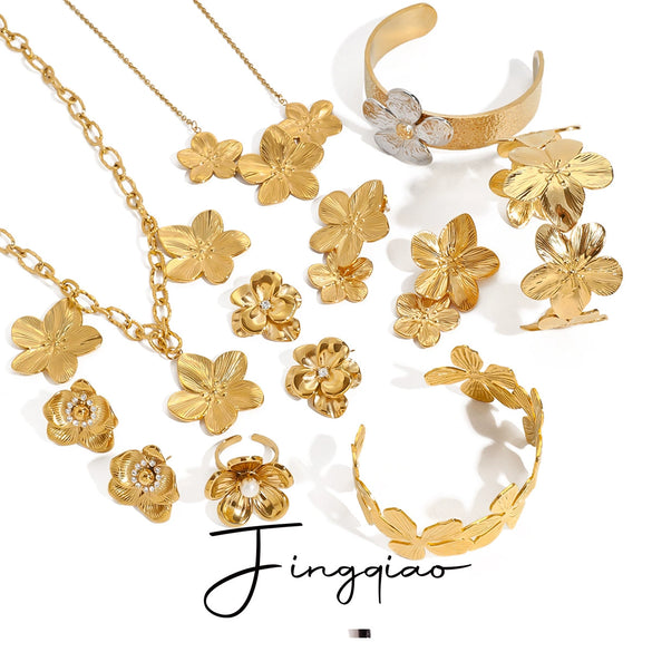 Jewelry Stainless Steel Titanium Steel Geometric Plants And Flowers Electroplating Style