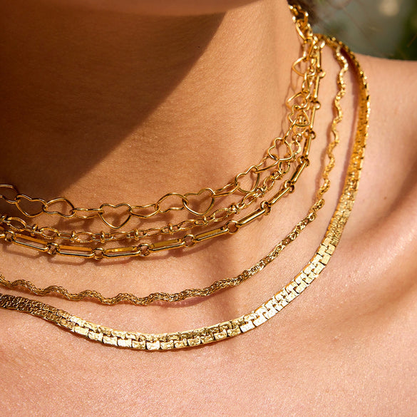 Jewelry Stainless Steel Titanium Steel Geometric Style Electroplated Snake Bone Chain Necklace For Women