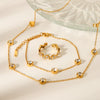 Jewelry Stainless Steel Titanium Steel Inlaid Zircon Geometric Style O Word Chain Necklace And Hand Jewelry