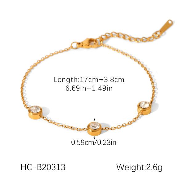 Jewelry Stainless Steel Titanium Steel Inlaid Zircon Geometric Style O Word Chain Necklace And Hand Jewelry