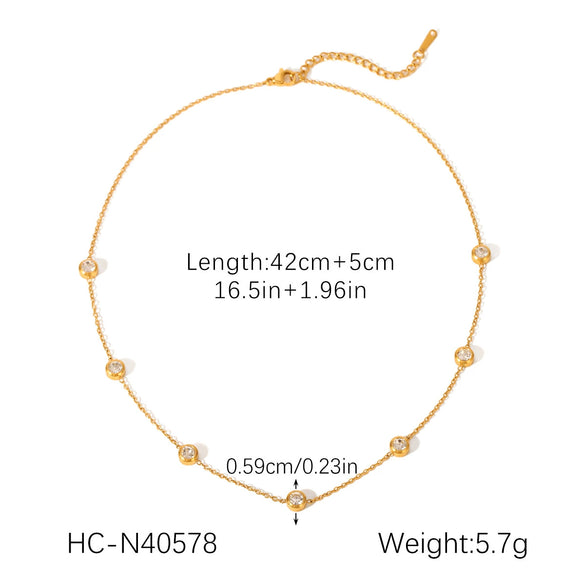 Jewelry Stainless Steel Titanium Steel Inlaid Zircon Geometric Style O Word Chain Necklace And Hand Jewelry