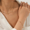 Jewelry Stainless Steel Titanium Steel Inlaid Zircon Geometric Style O Word Chain Necklace And Hand Jewelry