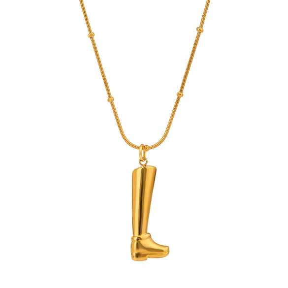 Jewelry Stainless Steel Titanium Steel Ins Style Boots Pendant Necklace With Electroplating