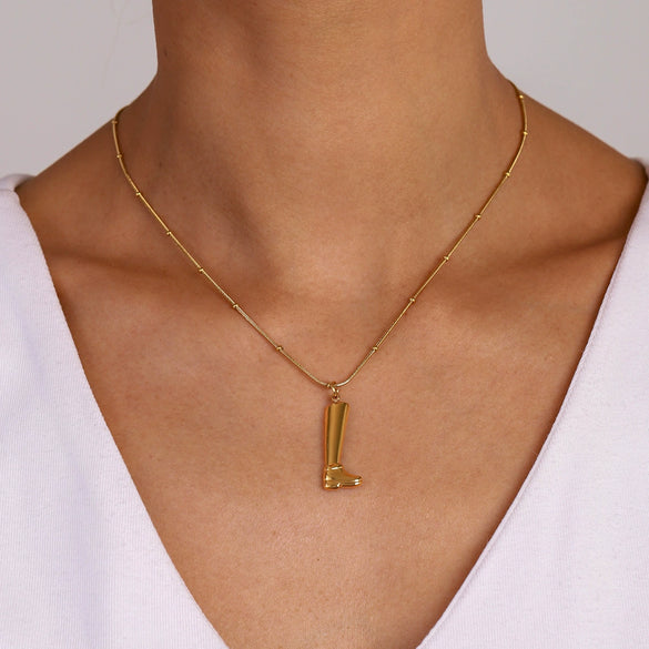 Jewelry Stainless Steel Titanium Steel Ins Style Boots Pendant Necklace With Electroplating