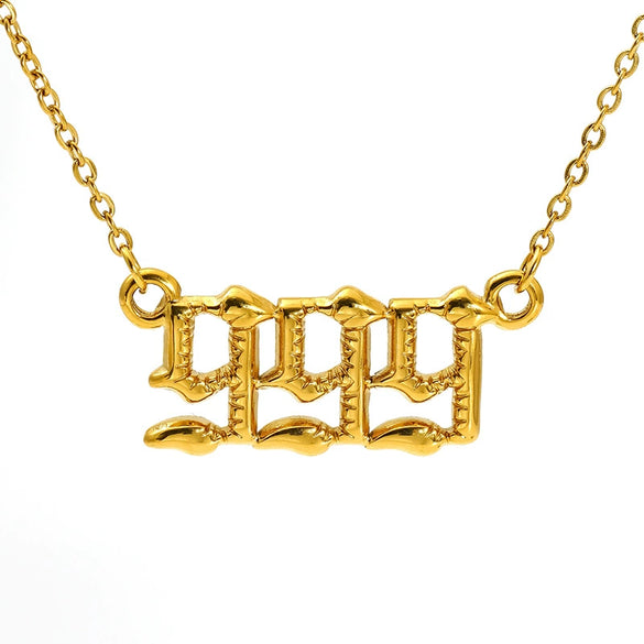 Jewelry Stainless Steel Titanium Steel 18K Electroplating Versatile Letters Numbers Text Pendant Necklace