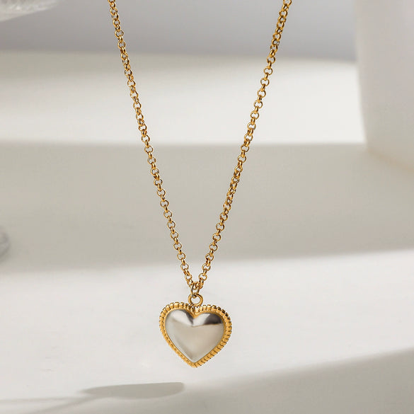 Jewelry Stainless Steel Titanium Steel Love Pendant Necklace Gold And Silver Color Matching Electroplating