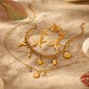 Jewelry Stainless Steel Titanium Steel Marine Life Starfish Electroplating Earrings Necklace Bracelet Ring