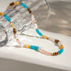 Jewelry Stainless Steel Titanium Steel Natural Stone Pearl Tiger Eye Color Crystal Geometric Electroplated Necklace