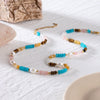 Jewelry Stainless Steel Titanium Steel Natural Stone Pearl Tiger Eye Color Crystal Geometric Electroplated Necklace
