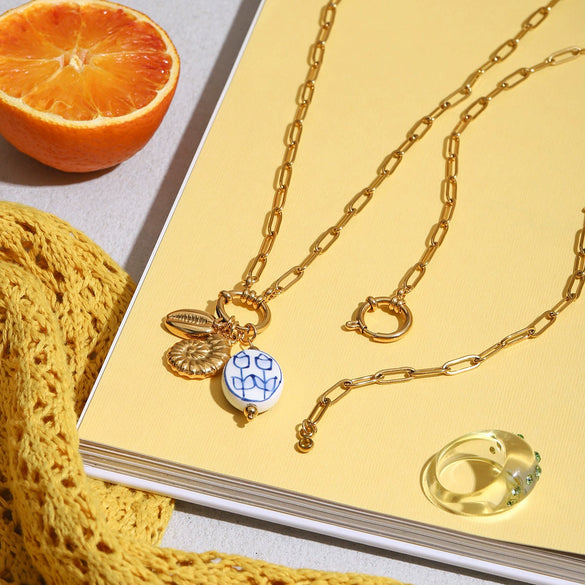 Jewelry Stainless Steel Titanium Steel Paper Clip Necklace Electroplating Women's Light Luxury Niche