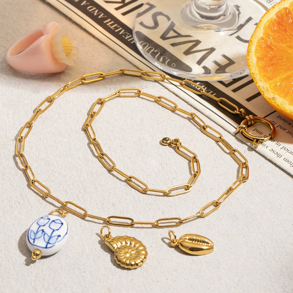 Jewelry Stainless Steel Titanium Steel Paper Clip Necklace Electroplating Women's Light Luxury Niche