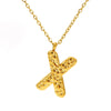 Jewelry Stainless Steel Titanium Steel Pendant Necklace With Embossed Pleated Design Inlaid With Gold And Letters Numbers Text For Women