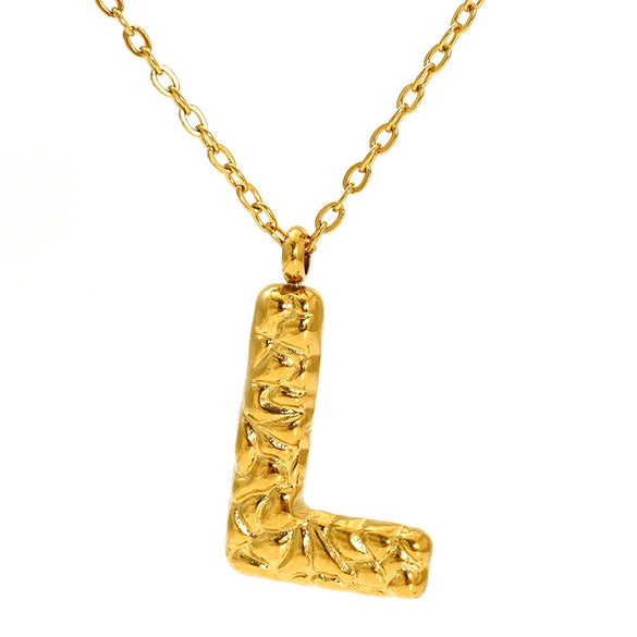 Jewelry Stainless Steel Titanium Steel Pendant Necklace With Embossed Pleated Design Inlaid With Gold And Letters Numbers Text For Women
