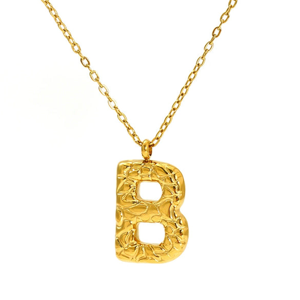 Jewelry Stainless Steel Titanium Steel Pendant Necklace With Embossed Pleated Design Inlaid With Gold And Letters Numbers Text For Women