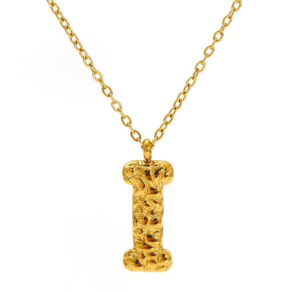 Jewelry Stainless Steel Titanium Steel Pendant Necklace With Embossed Pleated Design Inlaid With Gold And Letters Numbers Text For Women