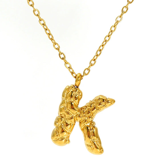 Jewelry Stainless Steel Titanium Steel Pendant Necklace With Embossed Pleated Design Inlaid With Gold And Letters Numbers Text For Women