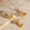Jewelry Stainless Steel Titanium Steel Rhinestone Irregular Pendant Necklace Earrings Electroplating Geometric