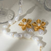 Jewelry Stainless Steel Titanium Steel Water Drops Bead Flower Electroplated