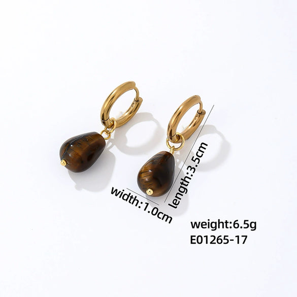 Jewelry Stainless Steel Water Dropshaped Electroplated Simple Women's Earrings