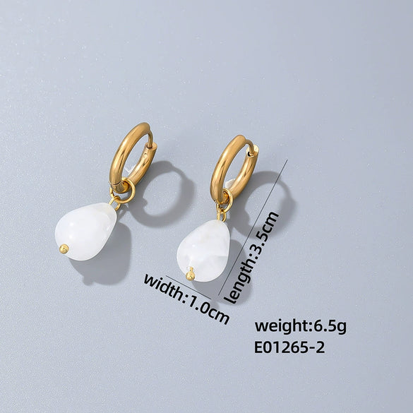 Jewelry Stainless Steel Water Dropshaped Electroplated Simple Women's Earrings