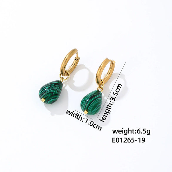 Jewelry Stainless Steel Water Dropshaped Electroplated Simple Women's Earrings