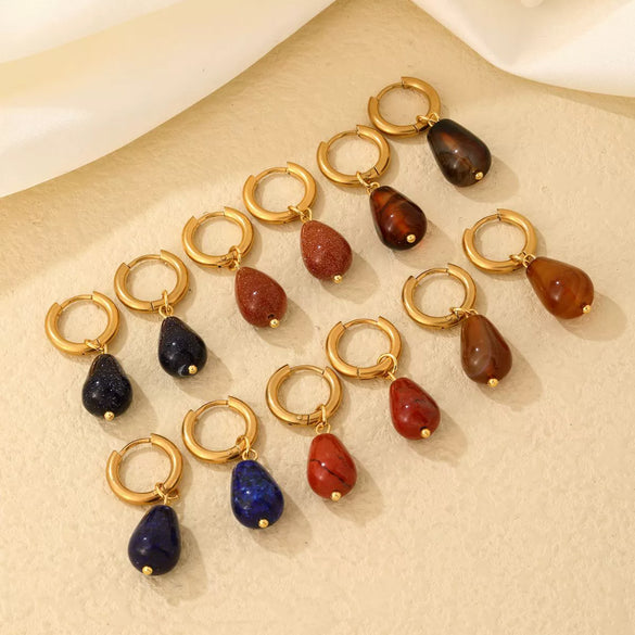 Jewelry Stainless Steel Water Dropshaped Electroplated Simple Women's Earrings