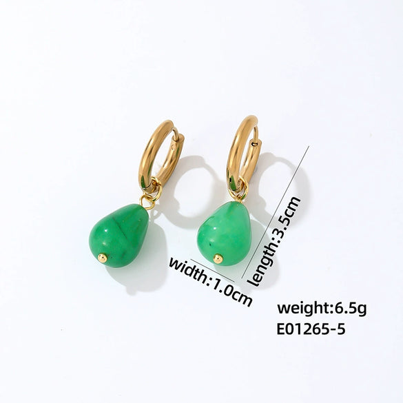 Jewelry Stainless Steel Water Dropshaped Electroplated Simple Women's Earrings