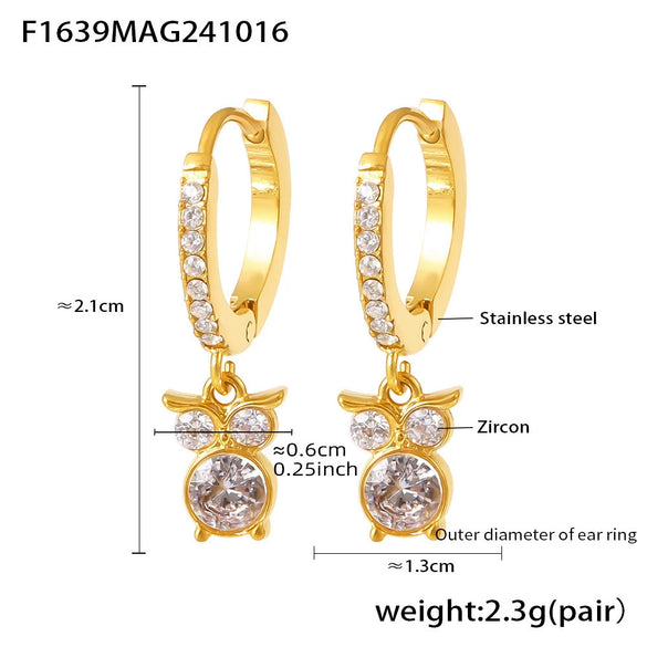 Jewelry Stainless Steel Zircon Geometric Elements Handmade Pvd Electroplated Niche Trendy Earrings