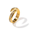 Jewelry Stainless Steel Zircon Open Ring Elegant Style Electroplating Women