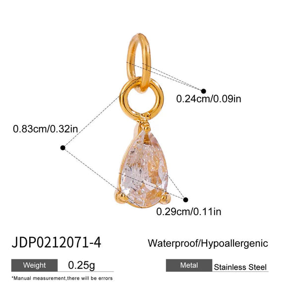 Jewelry Stainless Steel Zircon Pendant Electroplated Birthstone Water Drop Pearl