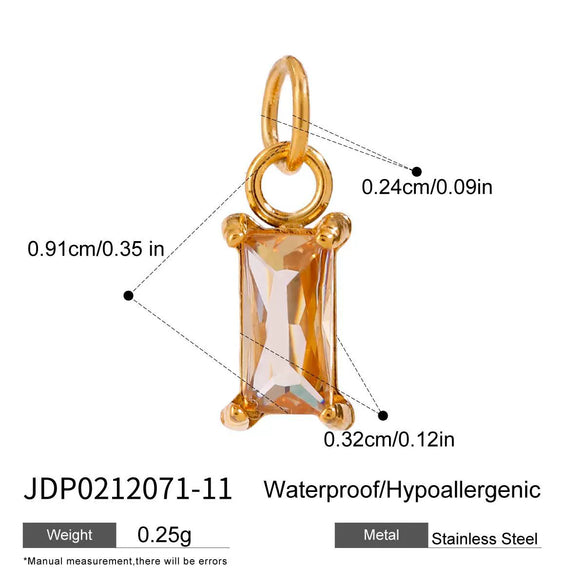 Jewelry Stainless Steel Zircon Pendant Electroplated Birthstone Water Drop Pearl