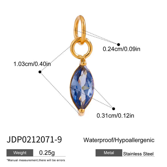 Jewelry Stainless Steel Zircon Pendant Electroplating Birthstone Water Drop Design