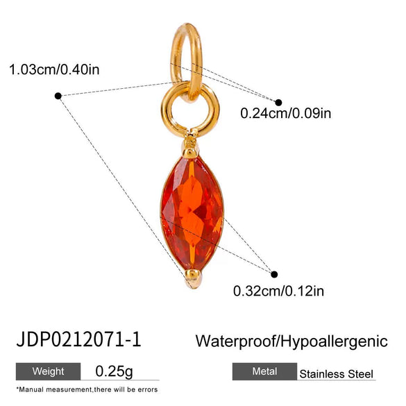 Jewelry Stainless Steel Zircon Pendant Electroplating Birthstone Water Drop Design