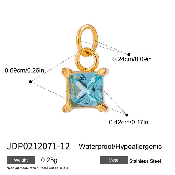 Jewelry Stainless Steel Zircon Pendant Electroplating Birthstone Water Drop Design