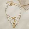 Jewelry Starfish Imitation Pearl Alloy Geometric Niche Multi Layer Clavicle Chain Electroplated