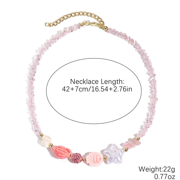 Jewelry Starfish Shell Artificial Crystal Marine Life Set With Diamonds Necklace Bracelet For Women