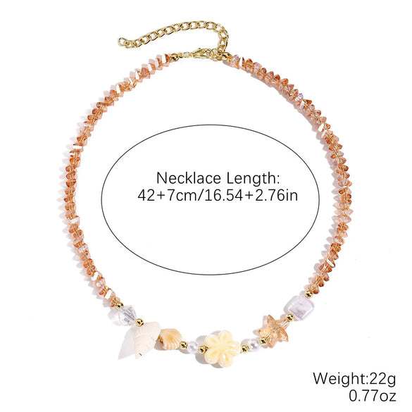 Jewelry Starfish Shell Artificial Crystal Marine Life Set With Diamonds Necklace Bracelet For Women