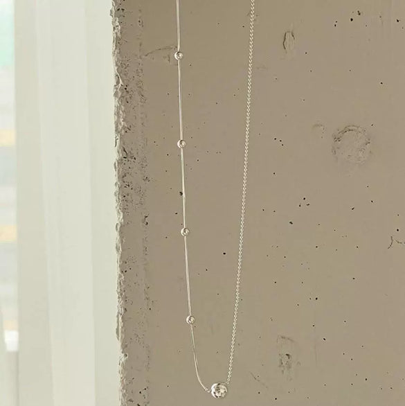 Jewelry 925 Sterling Silver Geometric Snake Bone Ball Necklace