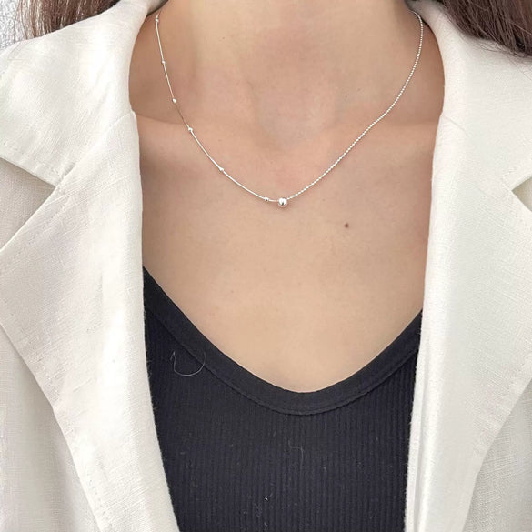 Jewelry 925 Sterling Silver Geometric Snake Bone Ball Necklace